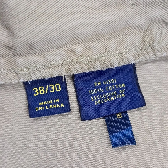 Polo Ralph Lauren Mens Pants 38x30 Brown Chino Straight Twill Classic Fit‎ READ - Picture 9 of 15